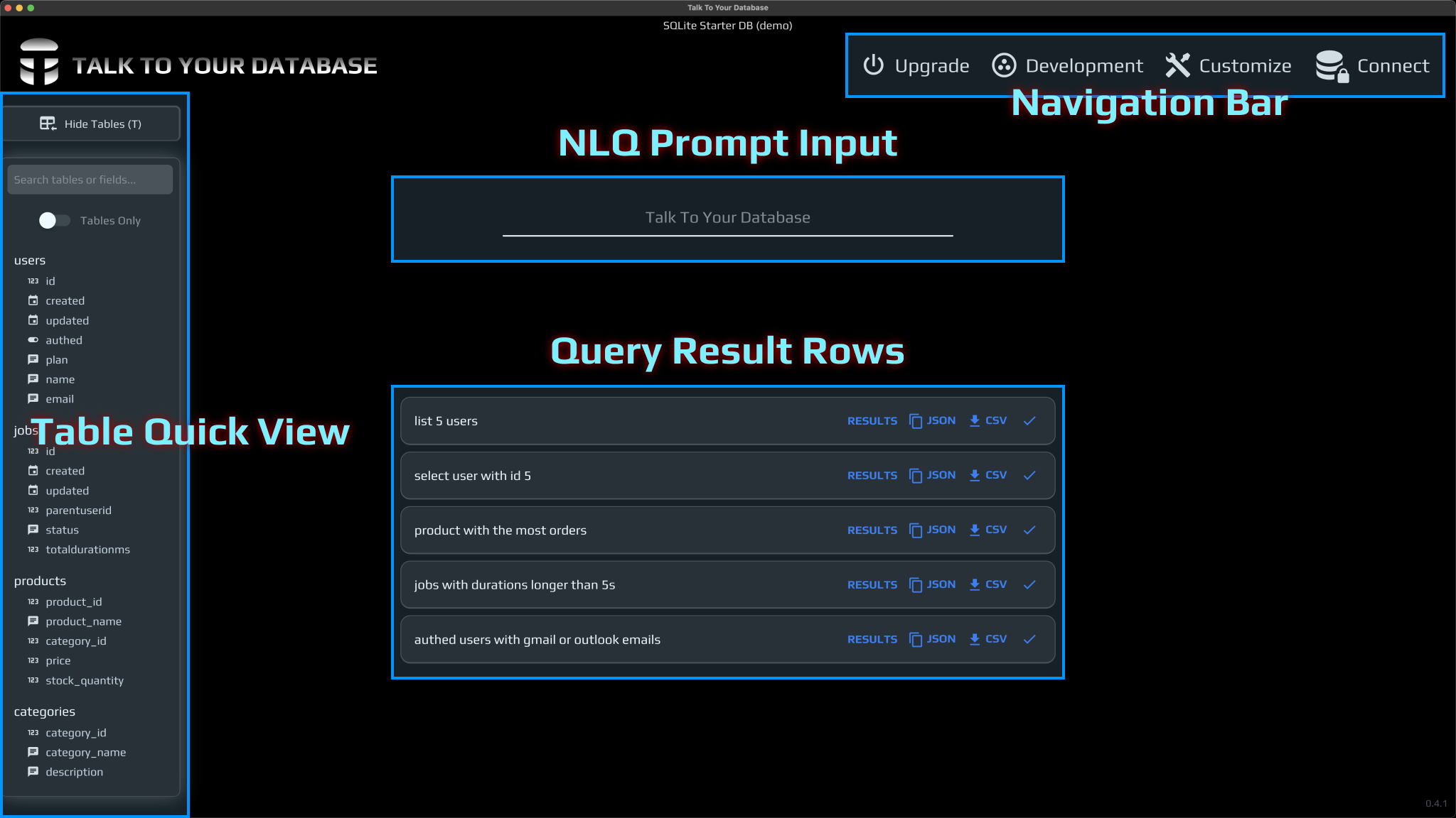 TTYDB App Layout
